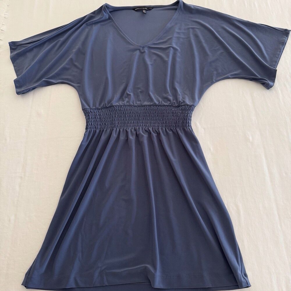White House Black Market Women's Blue Gray Smocked Blouson Dress‎ Size XS Comfy